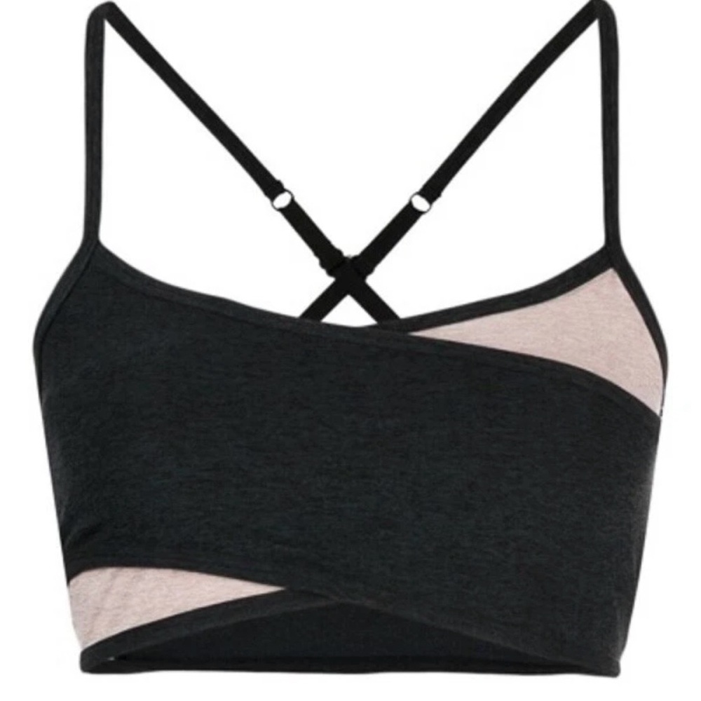 Beyond Yoga Blocked At Your Leisure Sports Bra Strappy Cropped Top Large